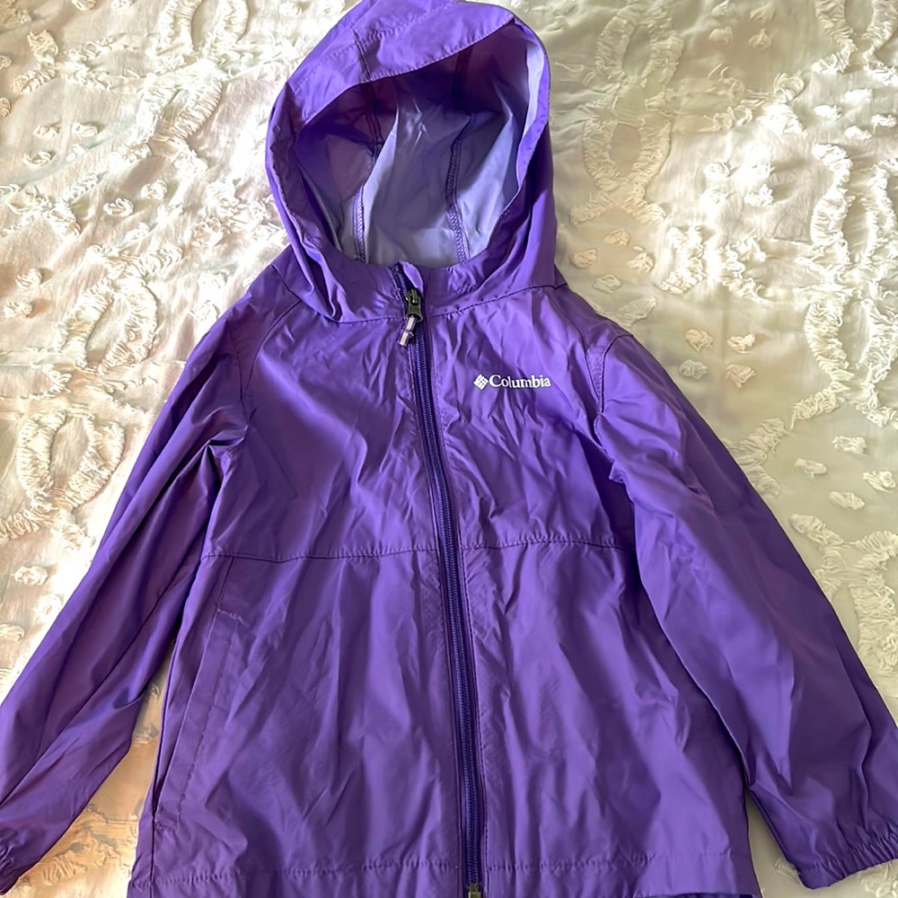 Columbia girls’ purple windbreaker rain jacket